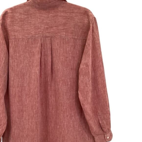 Frank & Eileen Rory Maxi Shirtdress Italian Linen Red Lived-In Linen Size Large - Picture 11 of 16